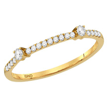  14k Yellow Gold Womens Round Diamond Stackable Band Ring 1/6 Cttw
