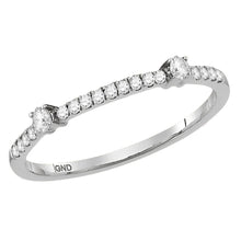 14k White Gold Womens Round Diamond Stackable Band Ring 1/6 Cttw