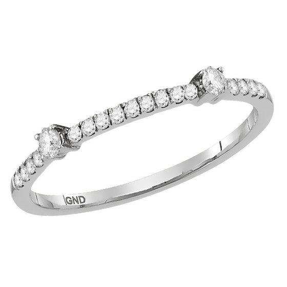 14k White Gold Womens Round Diamond Stackable Band Ring 1/6 Cttw