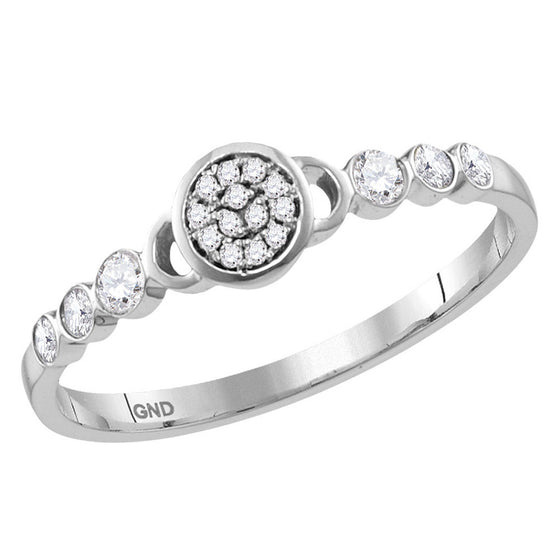 14k White Gold Womens Round Diamond Cluster Stackable Band Ring 1/6 Cttw