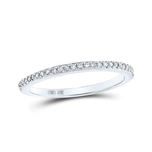  14k White Gold Womens Round Diamond Single Row Stackable Band Ring 1/8 Cttw
