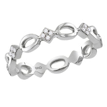  14k White Gold Womens Round Diamond Stackable Band Ring 1/8 Cttw