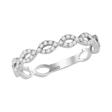  14k White Gold Womens Round Diamond Twisted Stackable Band Ring 1/5 Cttw