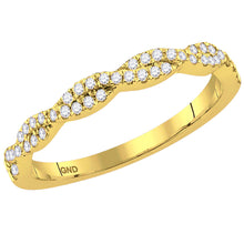  14k Yellow Gold Womens Round Diamond Twist Stackable Band Ring 1/4 Cttw