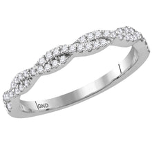  14k White Gold Womens Round Diamond Twist Stackable Band Ring 1/4 Cttw