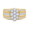 14k Yellow Gold Round Diamond Cluster Bridal Wedding Engagement Ring 1-1/2 Cttw