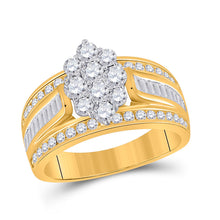  14k Yellow Gold Round Diamond Cluster Bridal Wedding Engagement Ring 1-1/2 Cttw