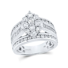  14k White Gold Round Diamond Cluster Bridal Wedding Engagement Ring 1-1/2 Cttw