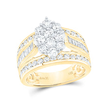  14k Yellow Gold Round Diamond Cluster Bridal Wedding Engagement Ring 2 Cttw