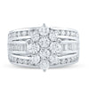 14k White Gold Round Diamond Cluster Bridal Wedding Engagement Ring 2 Cttw