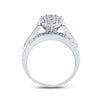 14k White Gold Round Diamond Cluster Bridal Wedding Engagement Ring 2 Cttw