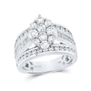 14k White Gold Round Diamond Cluster Bridal Wedding Engagement Ring 2 Cttw