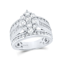  14k White Gold Round Diamond Cluster Bridal Wedding Engagement Ring 2 Cttw
