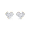 10k Yellow Gold Womens Round Diamond Heart Earrings 1/6 Cttw