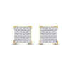 10k Yellow Gold Round Diamond Square Earrings 1/6 Cttw