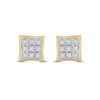10k Yellow Gold Round Diamond Square Earrings 1/20 Cttw