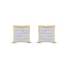 10k Yellow Gold Round Diamond Kite Square Earrings 1/6 Cttw