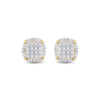 10k Yellow Gold Round Diamond Circle Cluster Earrings 1/5 Cttw
