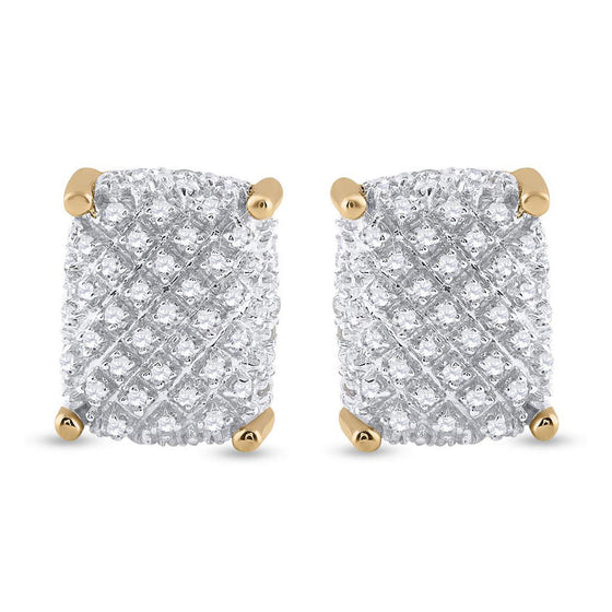 10k Yellow Gold Round Diamond Cluster Earrings 1/3 Cttw