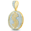 10k Yellow Gold Mens Round Diamond Dollar Sign Circle Charm Pendant 1 Cttw