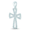 10k White Gold Womens Round Diamond Flared Cross Pendant 1/3 Cttw
