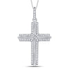 10k White Gold Mens Round Diamond Cross Charm Pendant 1/5 Cttw