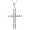 10k White Gold Womens Round Diamond Religious Cross Pendant 1/4 Cttw