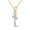 10k Yellow Gold Mens Round Diamond Ankh Cross Charm Pendant 1/5 Cttw