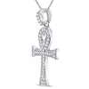 10k White Gold Mens Round Diamond Ankh Cross Charm Pendant 1/5 Cttw