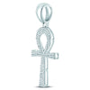 10k White Gold Mens Round Diamond Ankh Cross Charm Pendant 1/2 Cttw