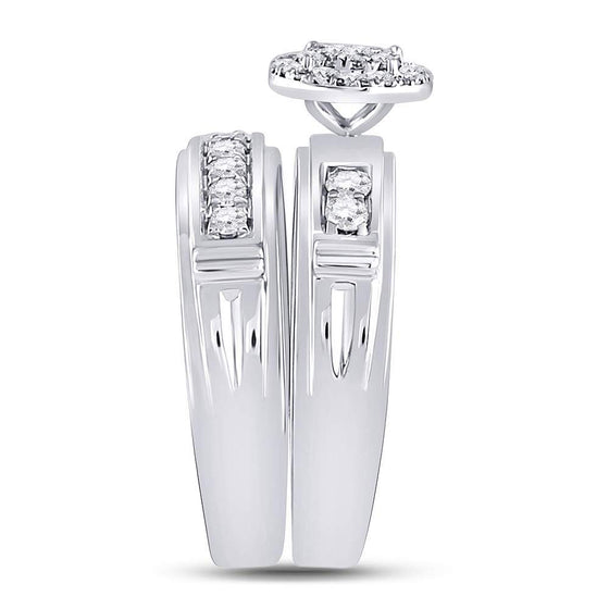 14k White Gold His Hers Round Diamond Solitaire Matching Wedding Set 1 Cttw