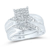10k White Gold His Hers Round Diamond Square Matching Wedding Set 5/8 Cttw