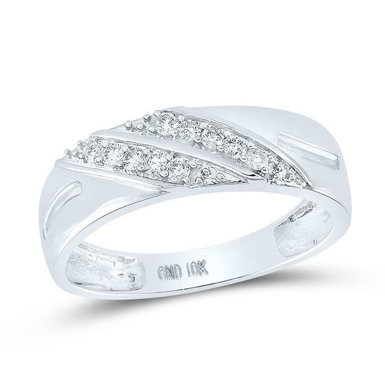 10k White Gold His Hers Round Diamond Square Matching Wedding Set 5/8 Cttw