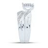 10k White Gold His Hers Round Diamond Square Matching Wedding Set 5/8 Cttw