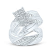 10k White Gold His Hers Round Diamond Square Matching Wedding Set 5/8 Cttw