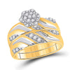 10k Two-tone Gold His Hers Round Diamond Cluster Matching Wedding Set 1/2 Cttw