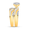 10k Two-tone Gold His Hers Round Diamond Cluster Matching Wedding Set 1/2 Cttw