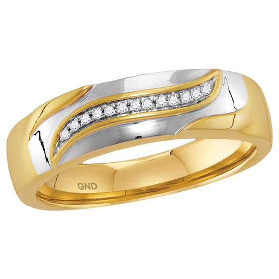 10k Two-tone Gold His Hers Round Diamond Cluster Matching Wedding Set 1/5 Cttw