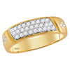 14k Yellow Gold His Hers Round Diamond Cross Matching Wedding Set 1-5/8 Cttw
