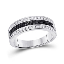  14k White Gold Mens Round Diamond Wedding Double Row Band Ring 1/2 Cttw