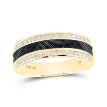  14k Yellow Gold Mens Round Diamond Wedding Double Row Band Ring 1/2 Cttw