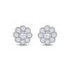 14k White Gold Womens Round Diamond Cluster Earrings 3/4 Cttw