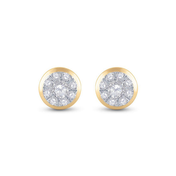 14k Yellow Gold Womens Round Diamond Cluster Earrings 1/2 Cttw