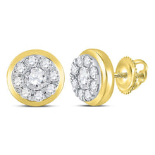 14k Yellow Gold Womens Round Diamond Cluster Stud Earrings 1 Cttw