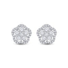 14k Yellow Gold Womens Round Diamond Star Cluster Earrings 3/4 Cttw