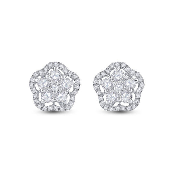 14k Yellow Gold Womens Round Diamond Star Cluster Earrings 3/4 Cttw