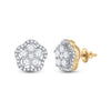 14k Yellow Gold Womens Round Diamond Star Cluster Earrings 3/4 Cttw