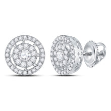  14k White Gold Womens Round Diamond Cluster Earrings 1 Cttw