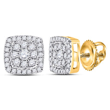  14k Yellow Gold Womens Round Diamond Cluster Earrings 1/4 Cttw