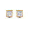 14k Yellow Gold Round Diamond Square Earrings 1/3 Cttw